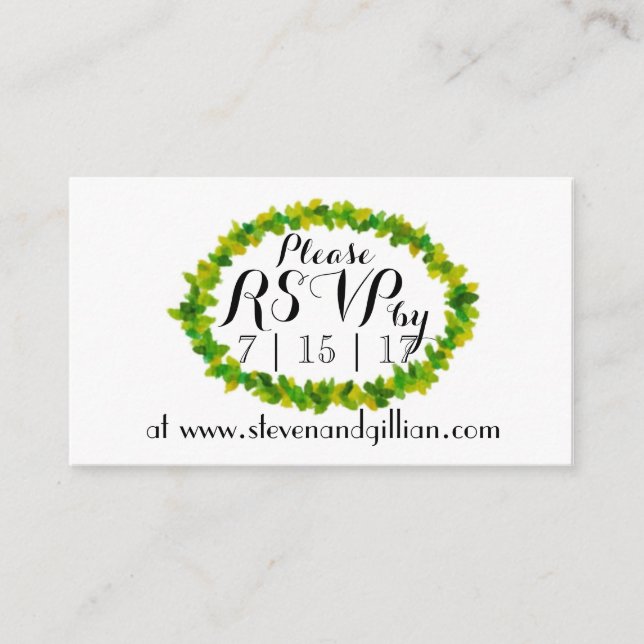 Wreath Leaf RSVP cards/Date reminder cards (Front)