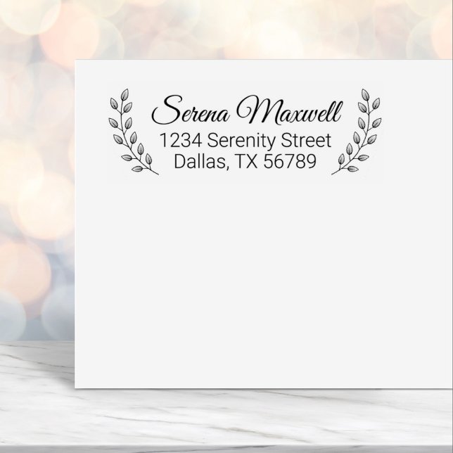 Wreath Leaves Shaded Frame Address Self-inking Stamp (Creator Uploaded)