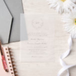 Wreath Monogram Elegant Wedding Vellum Invitations<br><div class="desc">Elegant vellum wedding invitation featuring a clean and timeless design with your monogram inside of a wreath crest.  This invitation can be used alone or as an overlay to your favourite photo.</div>