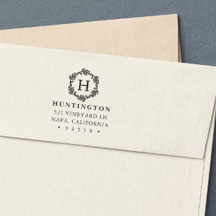 Wreath Monogram Return Address Stamp