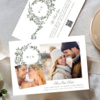 Wreath Monogram Sage Green Two Photo Wedding