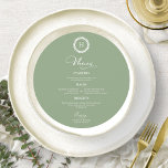 Wreath Monogram Wedding Menu Cards Green Sage<br><div class="desc">A simple chic calligraphy wedding menu card. I do offer a free customisation service,  if you have any questions or special requests,  please feel free to contact me.</div>