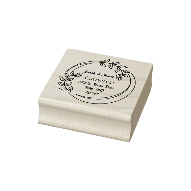 Wreath. Name and Address. Rubber Stamp (Stamp)