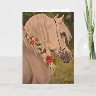 "Wreath Of Roses" Arabian Horse Head Holiday Card
