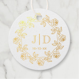 Wreath of Roses Two Initial Wedding Monogram CO2 Favour Tags