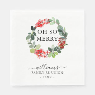 Wreath Oh So Merry Family Christmas Reunion Custom Napkin