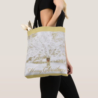 Wreath on Snow Tree Tote Bag