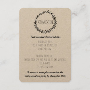 Wreath Rustic Kraft Accommodation Card