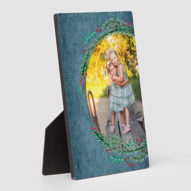 Wreath Tabletop Easel Photo Plaque (Side)