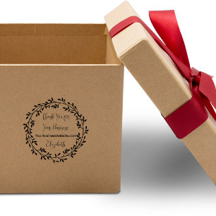 Wreath Thank You For Your Business Website Name Rubber Stamp