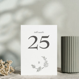 Wreath Traditional Floral Wreath Minimal Monogram Table Number