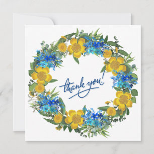 Wreath Wedding Flowers Floral Vector Thank You Invitation