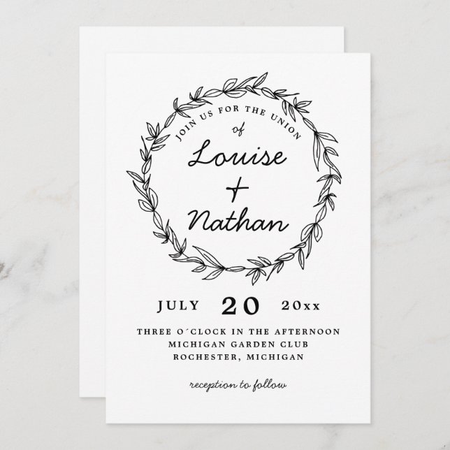 wreath wedding invitation (Front/Back)