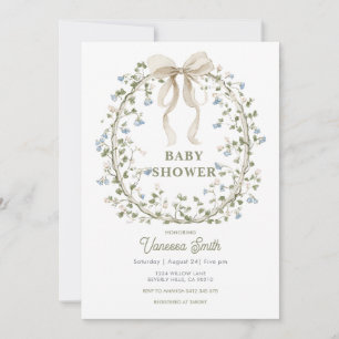 Wreath Wildflower Floral Baby Shower  Invitation
