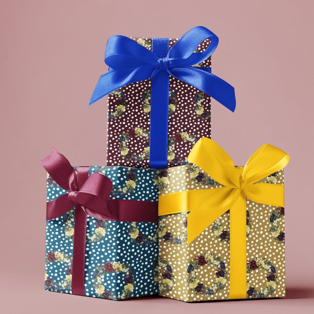 Wreath Winter Holiday Floral Flower Wrapping Paper Sheet (Creator Uploaded)