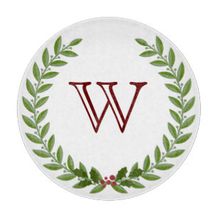 Wreath with monogram cutting board