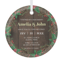 Wreath With Pine Wedding Invitation Christmas