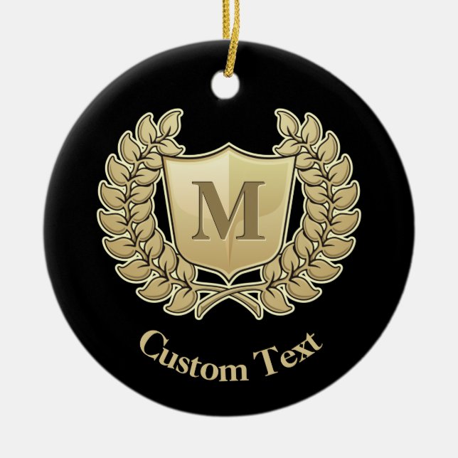 Wreath with Shield Ceramic Tree Decoration (Front)