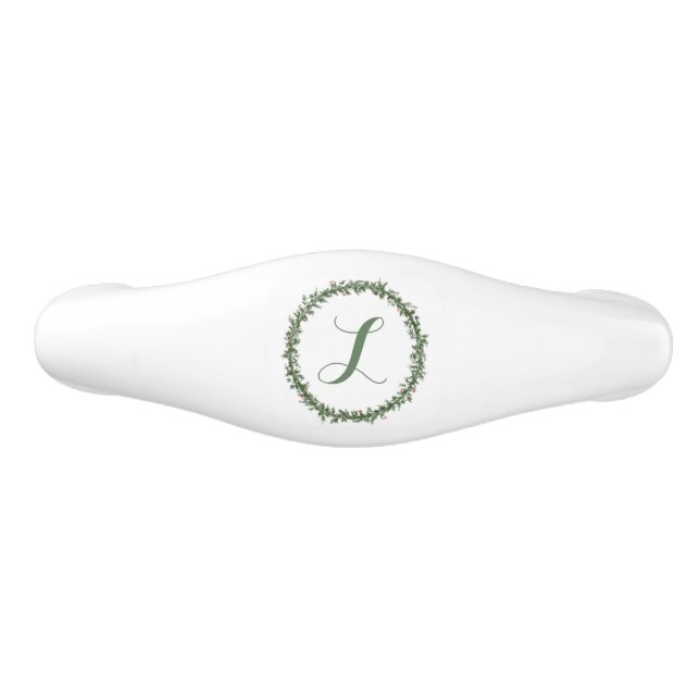 Wreaths of Green Ceramic Drawer Pull (Front)