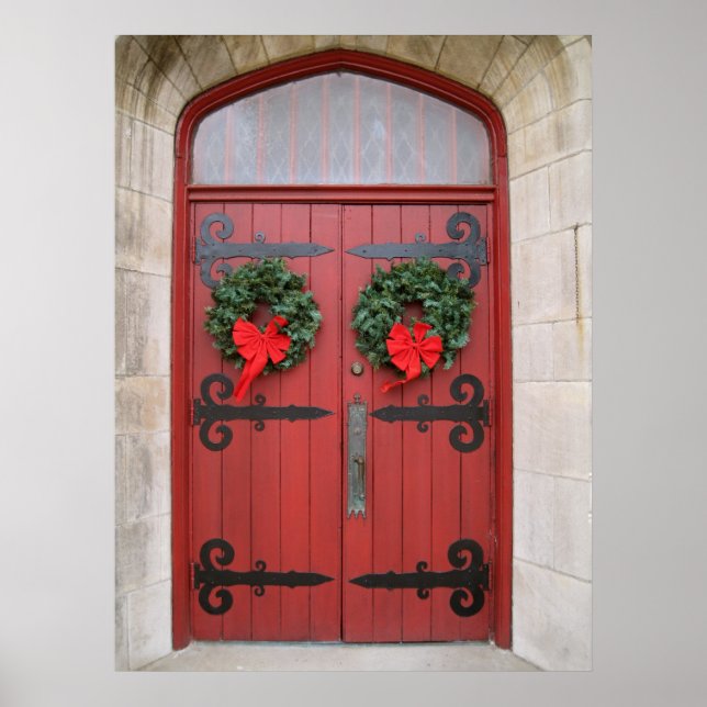 Wreaths on Red Door Print (Front)