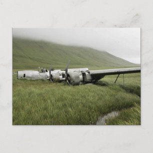 Wreckage of World War II aircraft on Atka Island. Postcard
