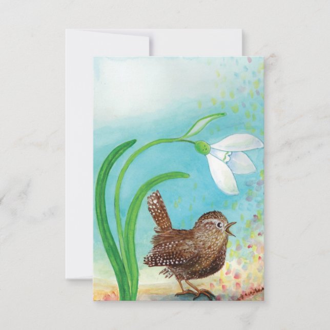 Wren Bird Sing at Dawn In the Spring  Card (Front)