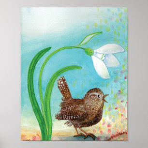 Wren Bird Sing at Dawn In the Spring Nursery Poster