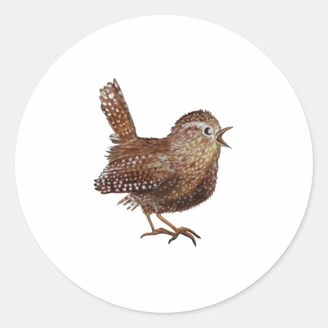 Wren Bird singing loud and beautiful song  Classic Round Sticker (Front)