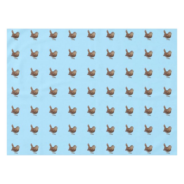 Wren Bird Singing Loud and Beautiful Song Sky Blue Tablecloth (Front (Horizontal))