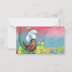 Wren Bird & Snowdrop & Spring  Card