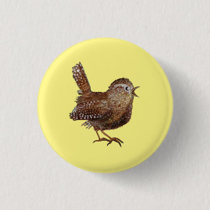 Wren Bird (Troglodytes Troglodytes) 3 Cm Round Badge