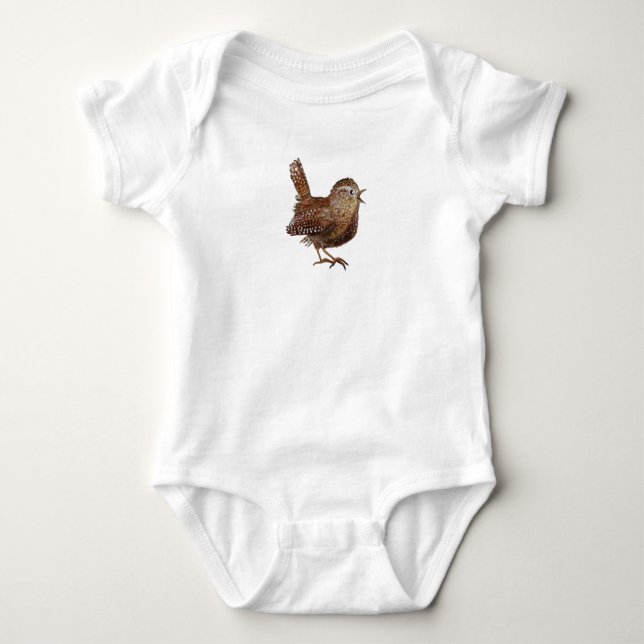 Wren Bird (Troglodytes Troglodytes) Baby Bodysuit (Front)