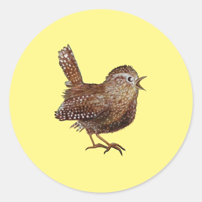Wren Bird (Troglodytes Troglodytes)   Classic Round Sticker (Front)