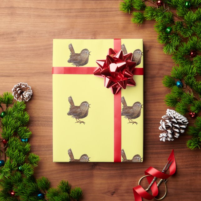 Wren Bird (Troglodytes Troglodytes) Wrapping Paper (Holiday Gift)