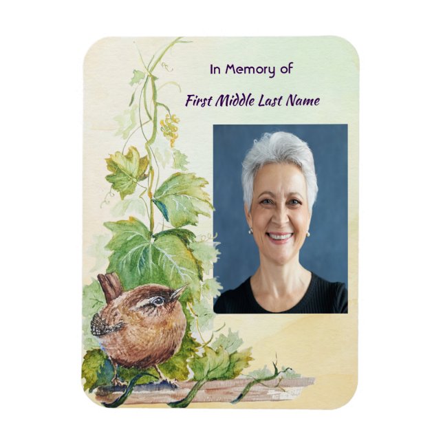  Wren Bird Vineyard Memorial Keepsake Magnet (Vertical)