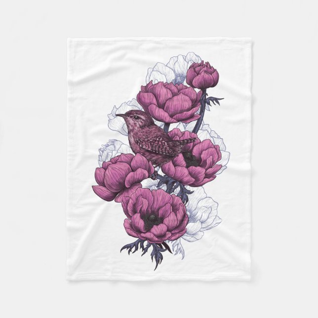 Wren bouquet fleece blanket (Front)
