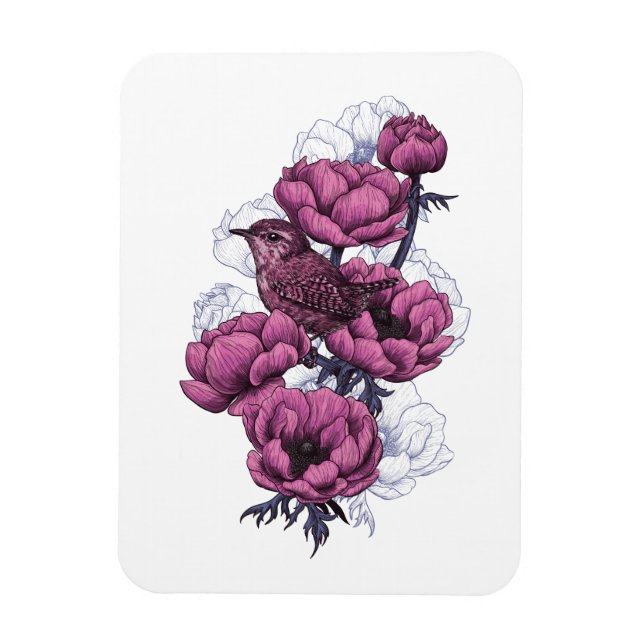 Wren bouquet magnet (Vertical)
