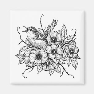 Wren bouquet magnet