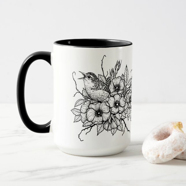 Wren bouquet mug (With Donut)
