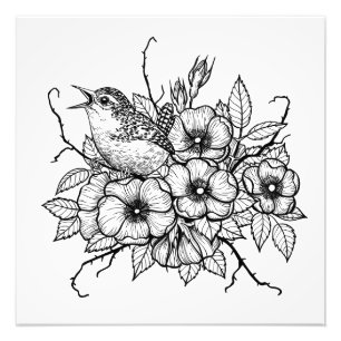 Wren bouquet photo print
