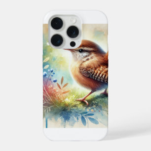 Wren in a peaceful garden 201024AREF121 - Watercol iPhone 15 Pro Case