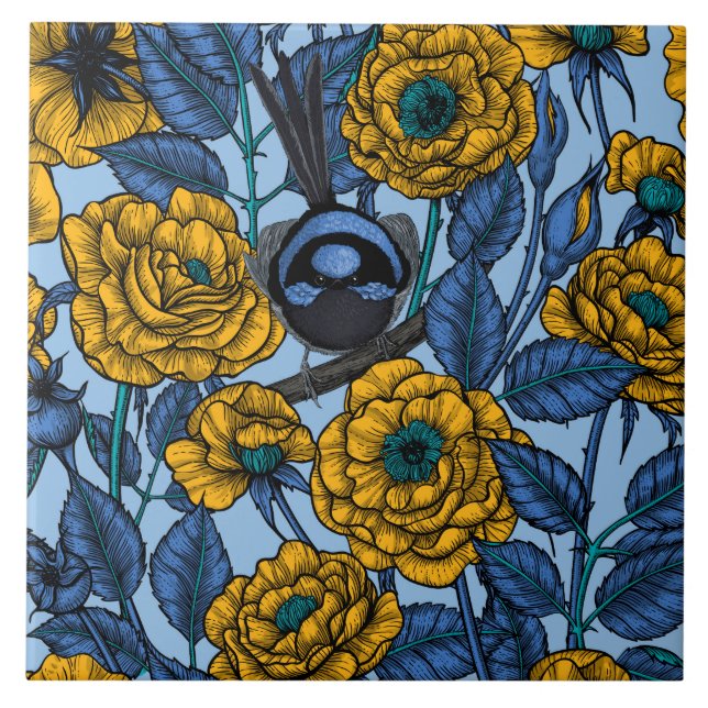 Wren in the roses tile (Front)