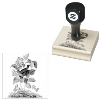 Wren Raspberry Vintage Scrapbooking  Rubber Stamp