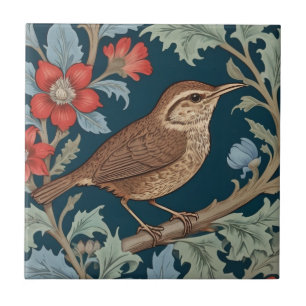 Wren William Morris style Right facing Bird Tile
