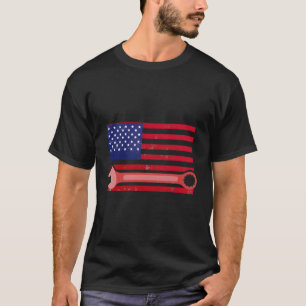 Wrench American Flag For Mechanics T-Shirt