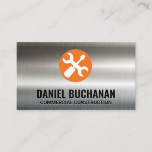Wrench and Screw Driver   Metallic Background Business Card