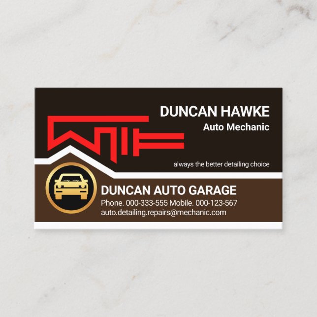 Wrench Garage Rooftop Auto Car Repairs Business Card (Front)