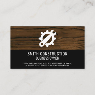 Wrench Gear Logo   Wood Business Card