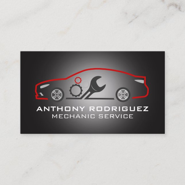 Wrench Gears Auto Logo | Car Services Business Card (Front)