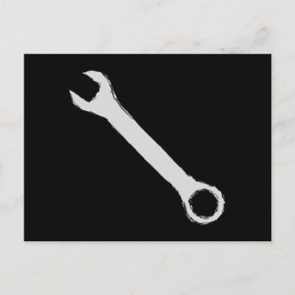 Wrench. Grey and Black. Spanner. Postcard